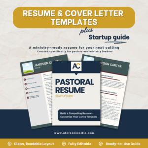 Pastoral Resume Template + Cover Letter (Editable in Canva) — Includes Complimentary Startup Guide