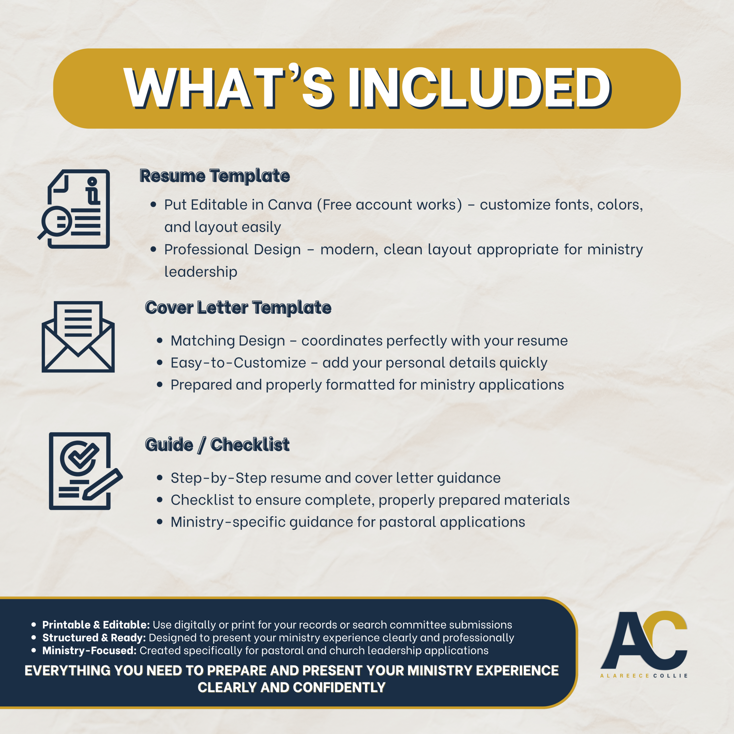 Pastoral Resume Template + Cover Letter (Editable in Canva) — Includes Complimentary Startup Guide - Image 2