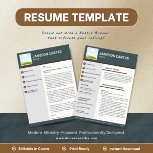 Pastoral Resume Template (Editable in Canva)